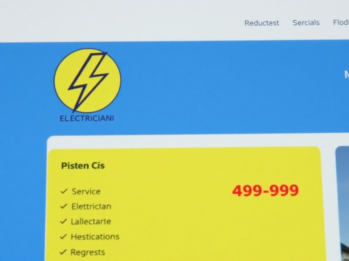 The previous SG Electrical website: a blue and yellow clip-art layout with a lightning bolt logo